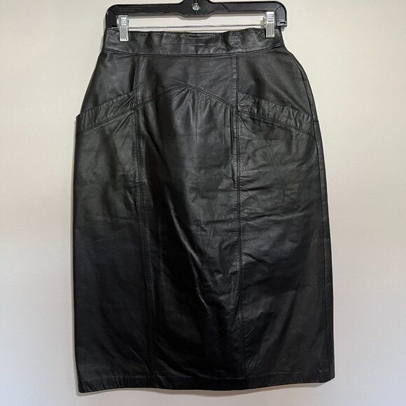 Spectacular Vintage Leather Pencil Skirt, Size 8 - Picture 1 of 8
